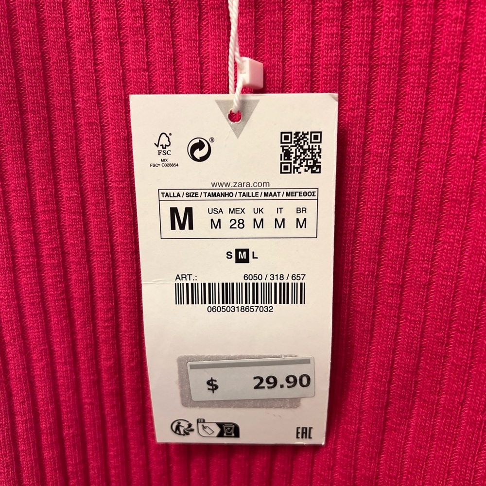 Zara Fuchsia Ribbed Knit Top - Picture 4 of 5